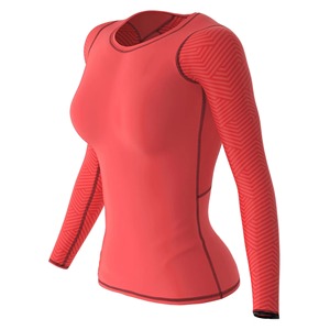 Haut de compression respirant de haute qualité pour femmes, personnalisé, pour le fitness et le sport, imprimé par transfert thermique, 100 % polyester, col en V, coupe courte - Product Image 2
