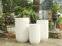Jardinières en fibre-ciment de luxe, écologiques, légères, hautes, pour l'extérieur, design rayé rond, pour les toits et les jardins urbains, usage domestique