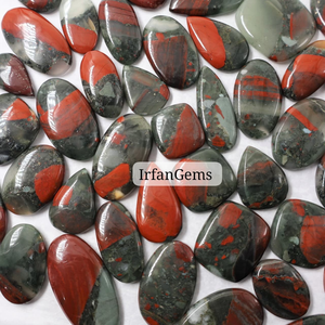 หินควอตซ์บลัดสโตนธรรมชาติคุณภาพสูง 00% รูปทรงรีหลากสี หินเจียระไนแบบหลวมสำหรับทำเครื่องประดับทำมือ อิร์ฟาน - Product Image 4