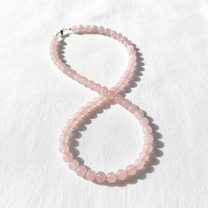 Natural 8mm Rose Quartz Beads Line | <b>Pink</b> Quartz Love Jewelry <b>Necklace</b> | Handmade Minimal Boho <b>Pink</b> Quartz 21 <b>Necklace</b> With Hook - Product Image 5