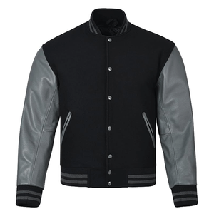 Veste de baseball pour homme de qualité supérieure, en laine verte et manches en cuir véritable blanc, style bomber. - Product Image 6