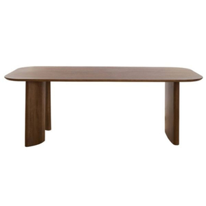 Table à manger en bois massif de style minimaliste moderne avec pieds en métal, forme rectangulaire, 6 places, design stable, meubles pour la maison - Product Image 1