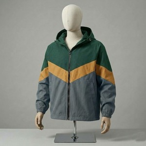 Men Green <b>Grey</b> Color Block Hooded Windbreaker <b>Jacket</b> Lightweight Zip Up Windproof Casual Outdoor Streetwear <b>Jacket</b> - Product Image 1