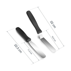 Set di 2 mini spatole per pasticceria e cucina in acciaio inossidabile con manici neri - Product Image 2