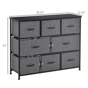 Commode à 8 tiroirs en tissu gris foncé à 3 couches, nouveau design, mobilier moderne pour la maison - Product Image 4