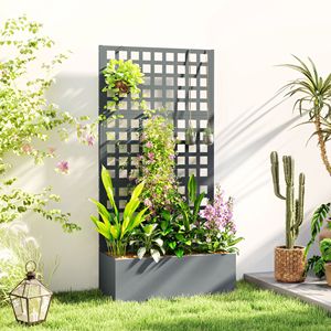 Fioriera Rialzata Grande Grigia Zincata 89x41x178 cm con Spalliera per Piante Rampicanti e Ortaggi - Product Image 2