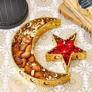 Embossed Design Metal Serving <b>Storage</b> <b>Tray</b> Decorative Metal Leaf Shaped Dry Fruit <b>Tray</b> Eid Snack Candy Nut Platter Home Decor - Product Image 3