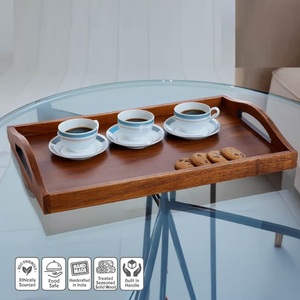 Bandeja de Madera Multiusos para Servir Comida, Té, Café, Aperitivos, Ideal para el Hogar, Cocina, Restaurante y Servicios de Catering - Product Image 3