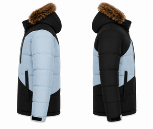 Factory Custom <b>Mens</b> Puffer <b>Coat</b> Two Tone Color Block Ripstop Jacket Warm Insulation Adjustable Cuffs <b>Hooded</b> - Product Image 3