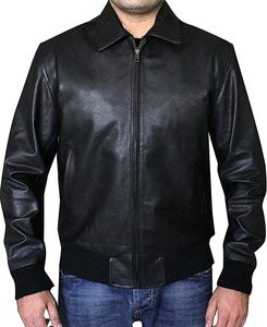 Men Genuine Sheepskin Leather <b>Jacket</b> Black Distressed <b>Vintage</b> Motorcycle <b>Biker</b> <b>Jacket</b> - Product Image 1