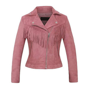 Veste en cuir véritable sur mesure pour femme, fabriquée par un fabricant professionnel, manteau tendance en daim - Product Image 1