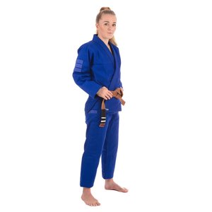 Uniforme de BJJ unisexe bleu, 100% coton, coupe classique, vêtements d'arts martiaux durables, logo frontal personnalisable, design personnalisable - Product Image 1