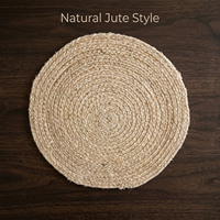 Jute Lurex Bohemian Design 38cm Diameter Non-Slip Handmade Eco-Friendly Dining Table Mat Home Hotel Use Bulk Supply Export