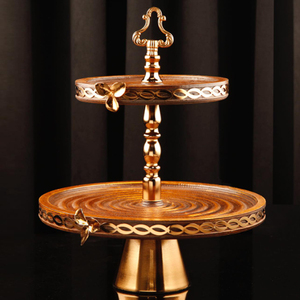 Highest Quality Silver Plated <b>Cake</b> Stand With Golden Floral Design For Party <b>Decor</b> Elegant Metal Dessert Serving Platter - Product Image 4