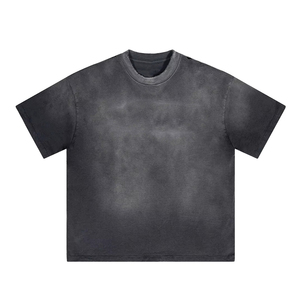 เสื้อยืดผู้ชายสไตล์ฮิปฮอปแนวสตรีทแวร์ทรงโอเวอร์ไซส์ ผ้าถักเนื้อคอตตอน 100% ซักย้อมแบบแอซิดวอช ไหล่ตก ไซส์พลัส หนัก 240 กรัม - Product Image 1