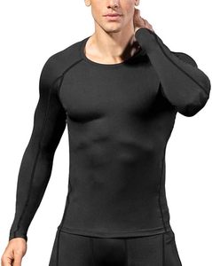 Men's Slim Fit Compression Long Sleeve Performance Shirt Premium Quick Dry Eco-Friendly Spandex/Polyester Base <b>Layer</b> <b>Top</b> - Product Image 3