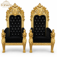 Chaises de mariage de luxe dorées, chaises royales à dossier haut pour la mariée et le marié, pour la scène de mariage, les banquets d'hôtel, les événements