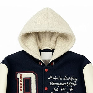 Veste de baseball universitaire personnalisée à capuche imperméable pour l'hiver, style streetwear, veste universitaire en laine pour garçons - Product Image 3
