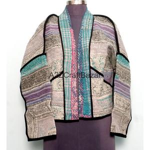 Handmade Eco-Friendly 100% Cotton Breathable Reversible Quick Dry Knitted Vintage <b>Kantha</b> Open Design Winter Spring Autumn <b>Jacket</b> - Product Image 2