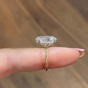 แหวนเพชรโมอิสทรงรีแบบซ่อนรัศมีแหวนหมั้นมินิมอลแบบเรียบง่ายแหวนแต่งงานแบบ925สีเงินสเตอร์ลิงเป็นของขวัญสำหรับผู้หญิง - Product Image 2