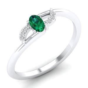 Bague Éternité en Argent Sterling 925 avec Moissanite Taille Ovale 0,21 Carat et Pierre Précieuse Émeraude pour Femme – Prix Usine REYES, Vente en Gros - Product Image 2