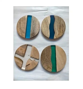 Artisan Wooden Epoxy Resin Coaster Set | Luxury Home Bar Decor Contemporary Design Eco-Friendly Heat Resistant Coffee Wine - Product Image 6