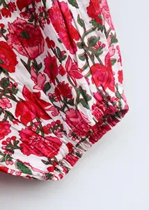 Elegante Vestido Mini Casual de Verano con Estampado Floral en Algodón, Manga Abullonada, Estilo Boho, Corte Holgado y Cuello con Lazos - Product Image 3