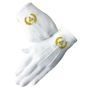 Guantes Masónicos Blancos Formales de Tela Suave Diseñados para Ceremonias, Reuniones de Logias, Eventos, Desfiles y Ocasiones Fraternales - Product Image 4