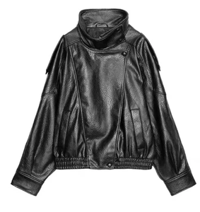 Wholesale Fashionwear PU <b>Leather</b> Jacket Trending Hip Hop Fashion Women Jacket Streetwear Stylish Woman Zipper Jacket - Product Image 6