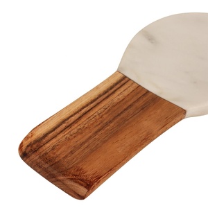 Soporte para cucharas de madera de acacia y mármol, soporte para utensilios de cocina de doble material hecho a mano para encimera y encimera - Product Image 6
