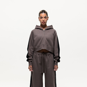 Sudadera con Capucha para Mujer, Color Sólido, Mezcla de Algodón y Felpa, Informal, para Otoño, Manga Larga, con Bolsillos - Product Image 1
