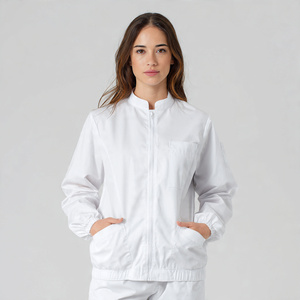 Unisex Hospital <b>Scrub</b> Jackets Zip Breathable Comfortable Knitted Fabric - Product Image 1