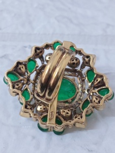 Amaira Jewels Floral Shape <b>Cocktail</b> <b>Ring</b> Green Square Jade Stone Silver 9K <b>Gold</b> Plated Women's Vintage Jewelry Giftwedding - Product Image 2