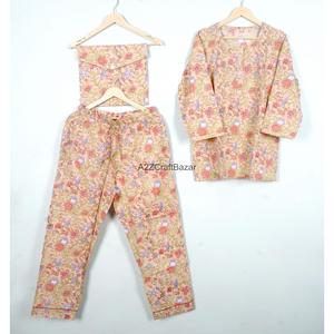 Conjunto de Pijama de Mujer de Alta Calidad, Elegante y Floral, para Invierno y Verano, con Cintura Elástica y Mangas Largas, 100% Algodón, Suave y Liso - Product Image 4