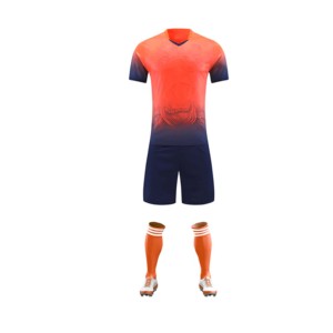 Unisex Orange <b>Navy</b> Gradient Soccer Jersey Set V-Neck Short Sleeve Moisture Wicking Four-Way Stretch Anti-Bacterial Polyester - Product Image 4