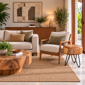 Tabouret Aruna en bois de Suar massif, style moderne rustique, avec pieds en fer, qualité export, pour café, hôtel, salon, vente en gros, export. - Product Image 5