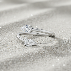 Stonewels Toi et Moi วงแหวนบายพาสเพชรรูปลูกแพร์ที่ปลูกในห้องทดลองที่ตั้งแบบง่ามชุบโรสโกลด์สำหรับเครื่องประดับหรูหราที่ผ่านการรับรอง - Product Image 2