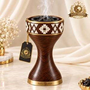 Luxury Wooden Mother of Pearl Inlay Bakhoor Burner Arabian Mabkhara Oud <b>Charcoal</b> Incense Holder Middle East Censer - Product Image 1