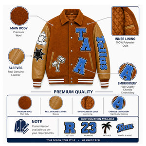Chaqueta Varsity Personalizada, Chaqueta Universitaria de Moda, Chaqueta Varsity de Invierno con Letras, Chaqueta Varsity de Béisbol Universitaria para Hombre - Product Image 4