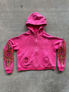 Sweat à capuche zippé en molleton 100 % coton personnalisé pour homme, imprimé DTG avec motif en strass - Product Image 2