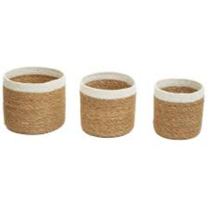 Paniers de rangement pliables décoratifs en jute et en jonc de mer, imperméables, avec poignées, pour une décoration et une organisation écologiques de la maison - Product Image 5