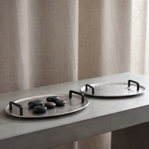 Plateau en métal lourd à surface texturée unique, moulé, pour cuisine et salle à manger, articles de table en stock - Product Image 4