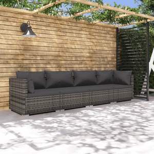 Set di mobili da giardino in 4 pezzi con Rattan grigio e cuscini - Product Image 1