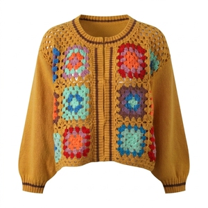 Custom <b>Women</b> Cropped Sweater Knitted <b>Long</b> Sleeve Crew Neck Streetwear Fashion Private Label Wholesale Supplier - Product Image 5