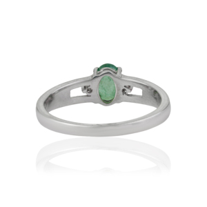 Bague fine en argent sterling 925, sertie d'une émeraude ovale naturelle et de diamants ronds, best-seller, prix de gros pour femmes. - Product Image 6
