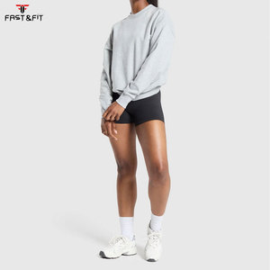 Wholesale OEM <b>Drop</b> Shoulder Breathable Embroidered Fitness Sport Women Sweatshirt Outdoor Casual Cotton Oversized Sweatshirts - Product Image 4