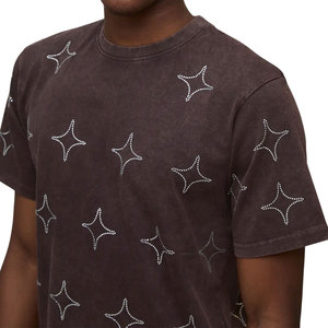 2026 Top Quality Men's shirts Custom Rhinestone <b>Star</b> Oversized Cotton T Shirts Streetwear Sparkly <b>Design</b> Bulk OEM Supplier - Product Image 2