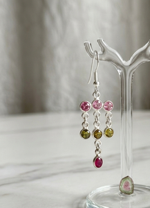 Boucles d'oreilles classiques multicolores en tourmaline, pierres précieuses naturelles, bijoux en argent sterling 925, Gigli Rigli Gems ER0459, pour femmes, anniversaire - Product Image 4