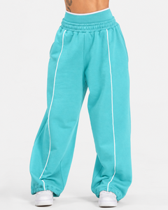 Conjunto de chándal de dos piezas para mujer al por mayor: Chaqueta con cremallera y contraste de líneas, pantalón de pierna ancha de ajuste relajado, ropa a juego. - Product Image 5