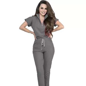 Conjunto de Uniforme Médico Personalizado al por Mayor para Mujer, Cuello en V, Elástico, con Pantalones Jogger, para Hospital, Consultorio Dental, Salón de Belleza - Product Image 1
